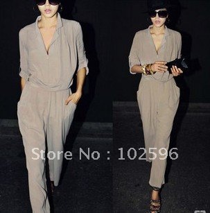 30% OFF,Free Shipping,New Fashion Women's Chiffon Haroun Jumpsuits,Nice Style,Grey,Wholesale/Retail