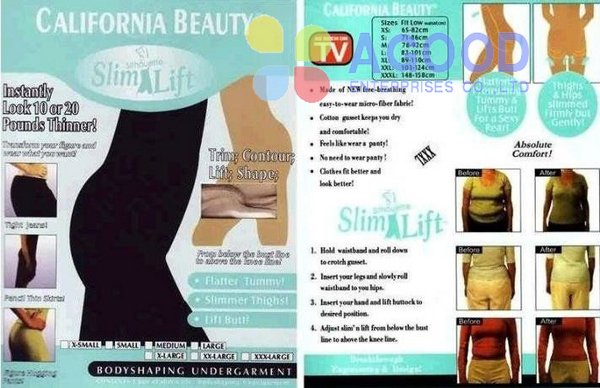 300 PCS California Beauty Slim Lift/Slim N Lift/Slim Pants, slimming Lift,Body Shaper Beige and black SL02