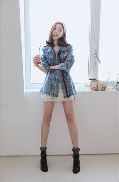3008 2012 autumn and winter new arrival slim waist slim female trench overcoat denim outerwear female