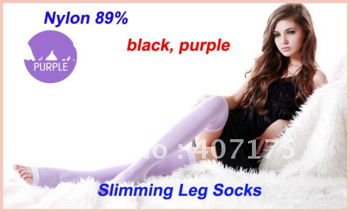 300pairs  Women Socks Slimming fitness Leg Socks Slim Shaper Beauty Leg Socks, black and purple(OPP bag)