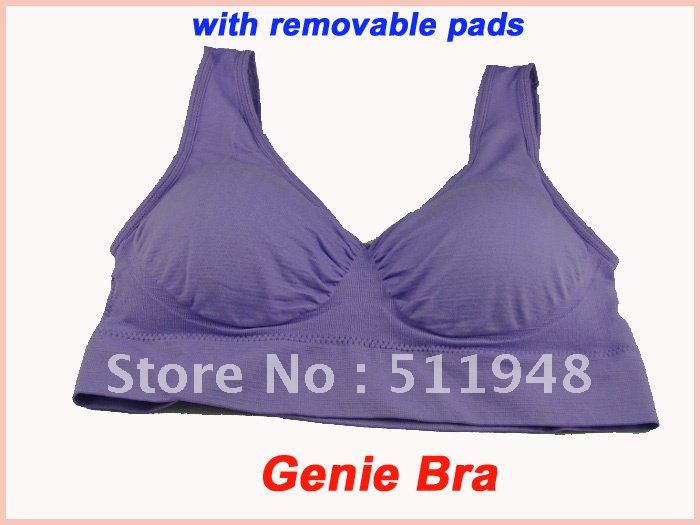 300pcs/lot Seamless Comfort Genie Style Bras Set with removeable pads,Rose red, purple, blue(retail packaging)