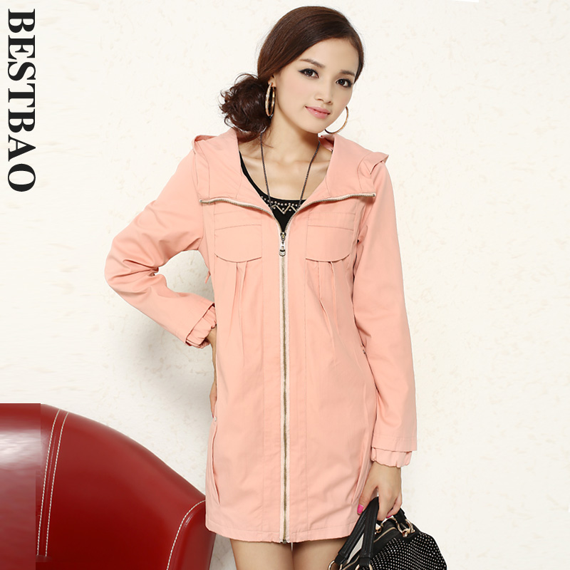 3088 casual zipper with a hood trench subsided sweep bestbao female brief