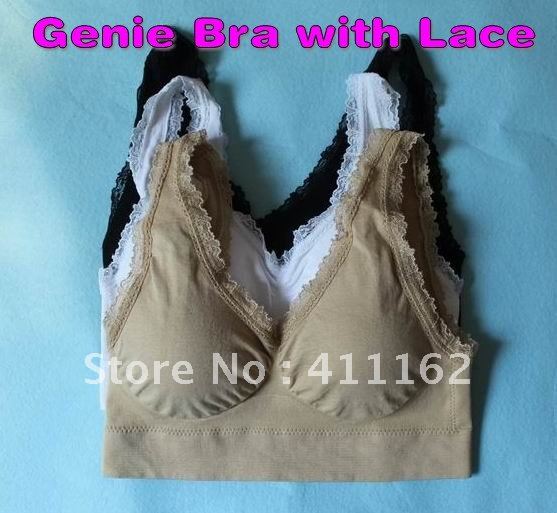 30pcs=10sets Free shipping Genie Bra with Lace and Pads in OPP Bag package