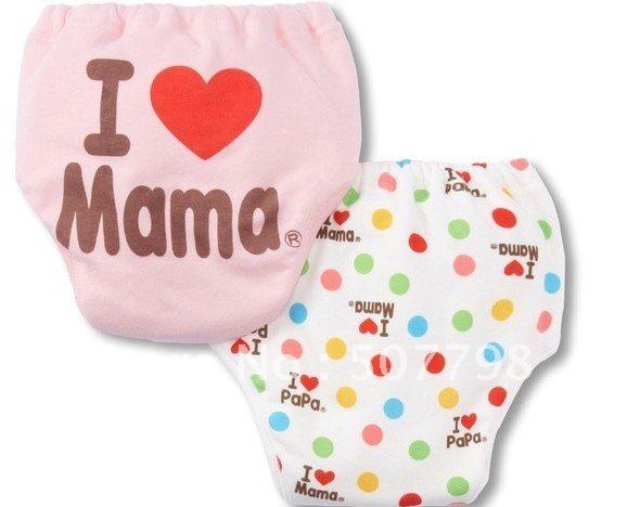 30pcs/lot 0-7year old  kid's cottom panties I love mama  papa Children;s Panty Unisex Baby Underwear