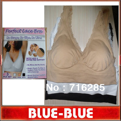 30pcs/lot=10 boxes(3pcs/box) FedEx to AU etc FreeShipping Genie Bra genuine Bra Sexy Bra lace with removal cushion pads Colorbox