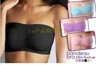 30pcs/lot (6color) Seamless Bandeau Tube top Bra, push up bra. Top quality two layer with pad 5 sizes free shipping