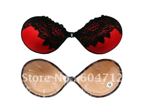 30pcs/lot+EMS Free shipping2012 HOT new design self-adhesive free strapless invisible silicone brassiere&bra with lace