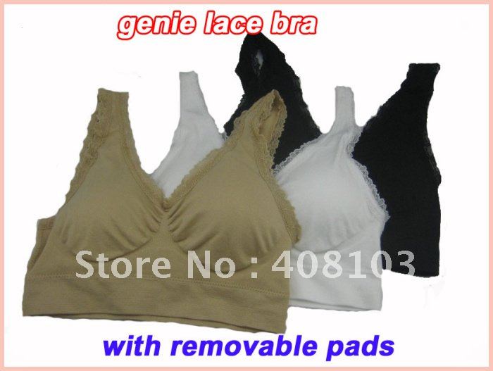 30pcs/lot lace genie Bra -wide shoulder straps with a ribbed band and pads,3 color a set no other select(Retail packaging)