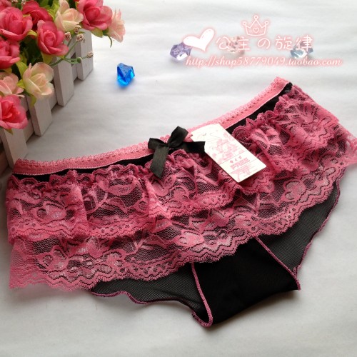 313 transparent sexy lace gauze women's low-waist trigonometric panties 7