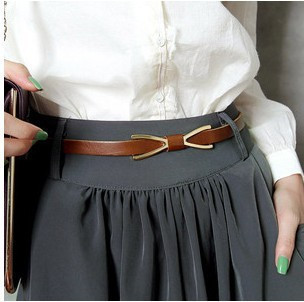 3299 women's thin belt bow metal buckle all-match belt all-match faux leather thin belt [Minimum order $5, mix or separate]