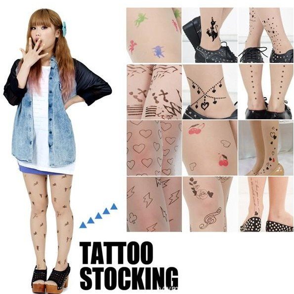 33 styles ~ Sexy Euro-American Fashion silk stockings Ultrathin Tattoo design pantynose Free shipping