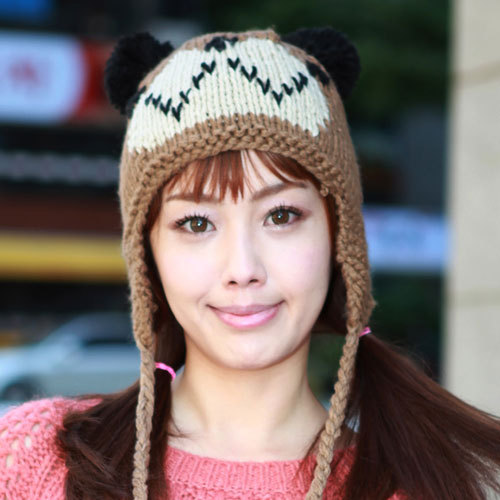 3346 winter knitted cap pocket knitted hat cartoon graphic patterns ear protector cap