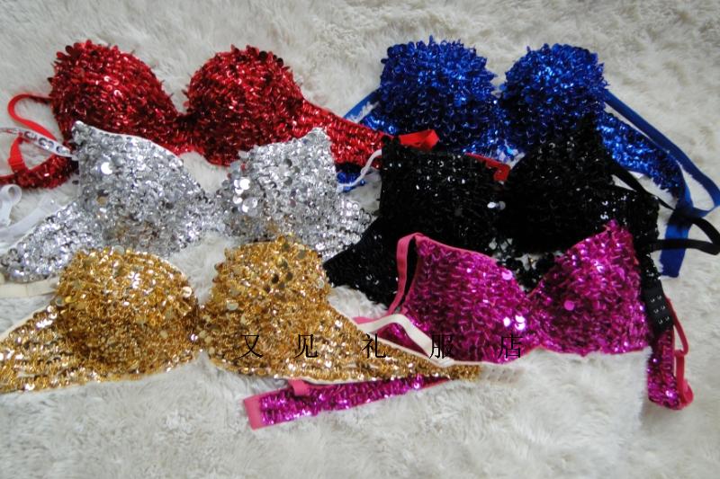 34-36 Free Shipping sexy summer nightclubs costumes sequined bra # P01