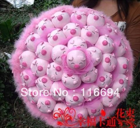 36 pig doll bouquet Christmas gift dried flowers fake bouquet Valentine's Day toy cartoon bouquet ZA407