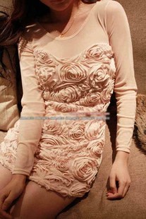 3686 dream sweet sexy three-dimensional rose chiffon small dress