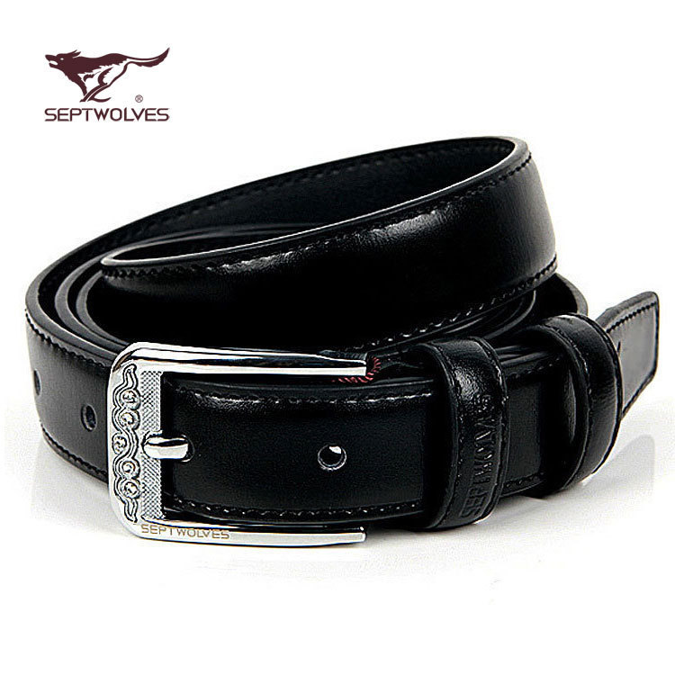 39 SEPTWOLVES thin belt women's genuine leather fashion cowhide Women strap all-match rhinestone pin buckle z