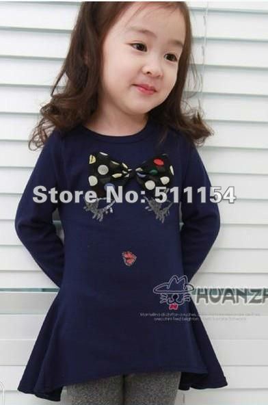 (#390)Spring autumn fashion style long sleeve girl blouse free shipping  retail
