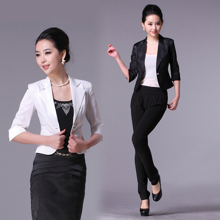 3960 plus size autumn new arrival women's casual slim thin half sleeve blazer short blazer jacket