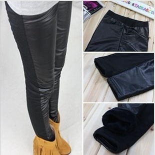 3design mix  free shipping 2012 autumn new arrival autumn women's black colorant match faux leather pants legging