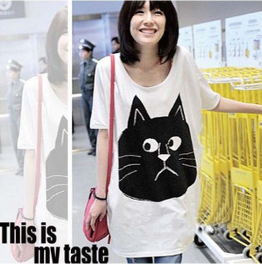 3g maternity   clothing summer loose cat  top  t-shirt  short-sleeve