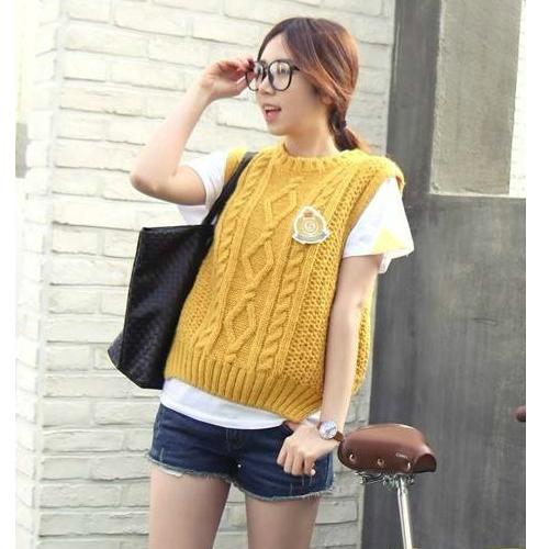 3h1 autumn winter womens   Fashion knitted twisted  vest outerwear  vest o-neck pullover irregular sweep  sweater coat cardigan