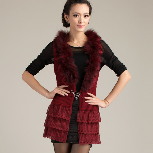 3h1 autumn winter womens      solid color all-match slim medium-long    sleeveless vest sweater coat cardigan
