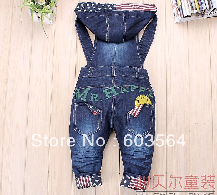 3pcs/lot baby suspender overalls girls boys long trousers jeans denim jumpsuit Free shipping