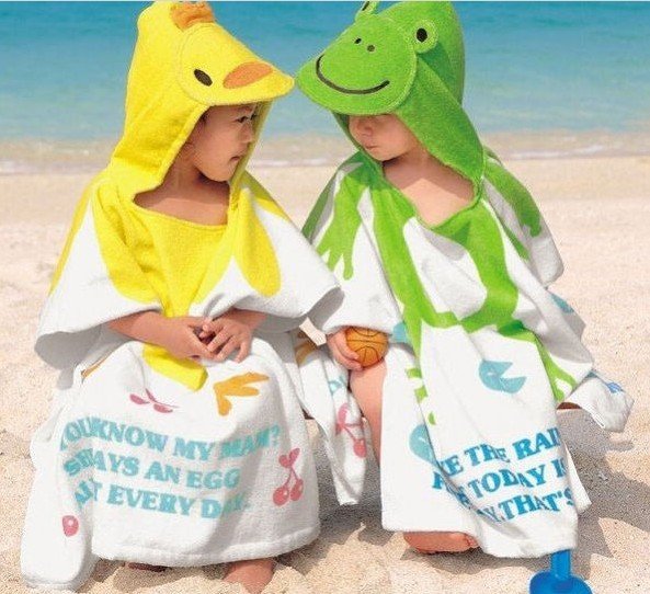 3pcs/lot cartoon baby bathrobe baby beach towel children's cloak/blanket baby hooded towel free shipping