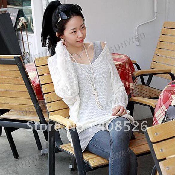 3PCS/LOT Fashion Pullover Women's Sexy V-neck Batwing Knitted Top Jumper Loose Sweater Free Shipping 7136