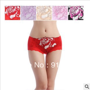 3PCS/LOT Free Shipping For Sexy Women's  High-grade rose embroidery Lace Underwear  bamboo fiber ladyPanties  Fashion Briefs