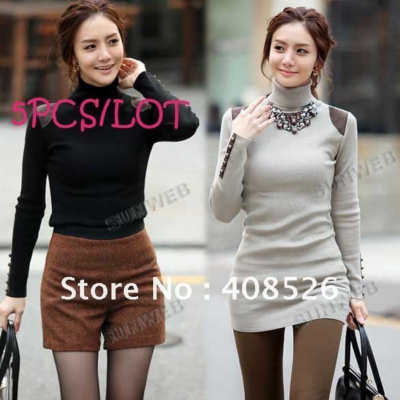 3pcs/lot Free shipping Hot sales turtleneck long-sleeved sweater women Knit sweater causal warm pullovers 8187