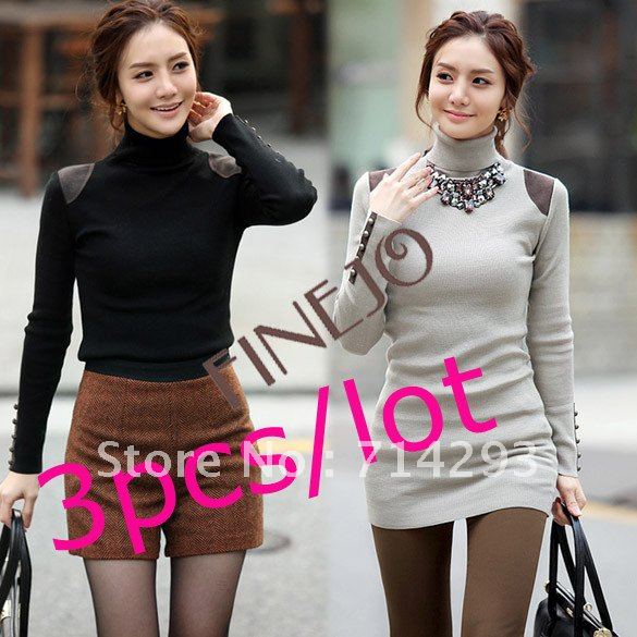 3pcs/lot Free shipping Hot sales turtleneck long-sleeved sweater women Knit sweater causal warm pullovers 8187