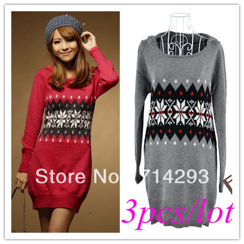 3pcs/lot free shipping Women's Mid-Length Temperament Casual Octagon Flower Design Hooded Pullover Knitted Sweater 10055