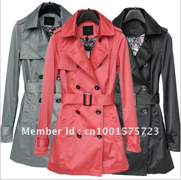 3pcs/lot New Arrive Fashion Europe Women's Classic Dust Coat Dustcoat Coat Overcoat Outwear Xmas Gift Free Shipping 3 Color
