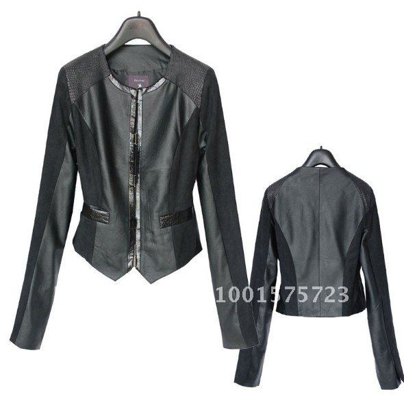 3pcs/lot New Arrive Fashion Europe Women's PU Leather Slim Casual Coat Jacket outwear Black Xmas Gift Free Shipping 3 Color