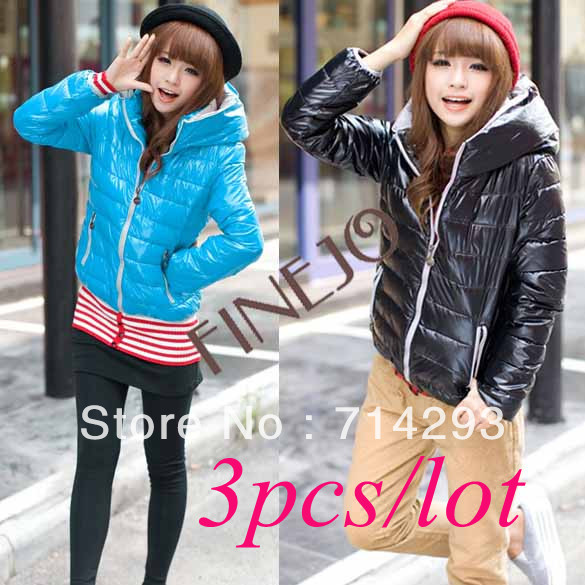 3pcs/lot Women's Hoodies Cotton-padded Coat Winter Warm Thicken Parka Outwear free shipping 9164