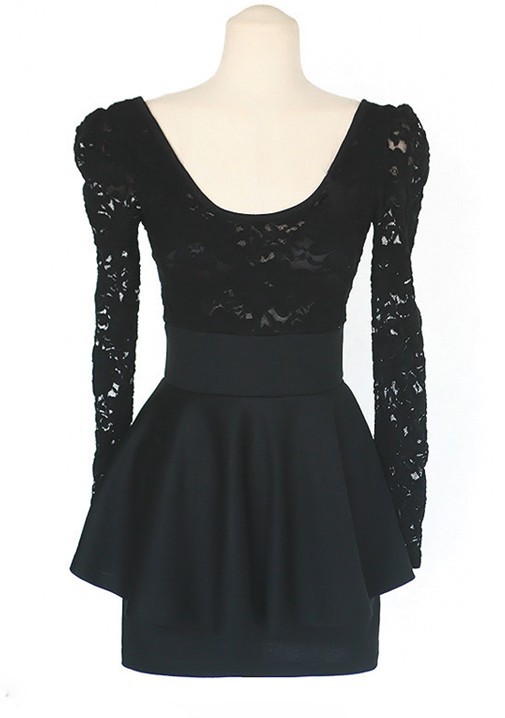 3pcs/lots ,Fashion Women's New Sexy Black Regular Sexy Lace Long Sleeve Wrap Party Slim- Fitting  Dress  650098