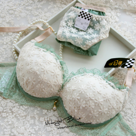 3r embroidery bra set flower lace quality lingerie push up women's luxury bra