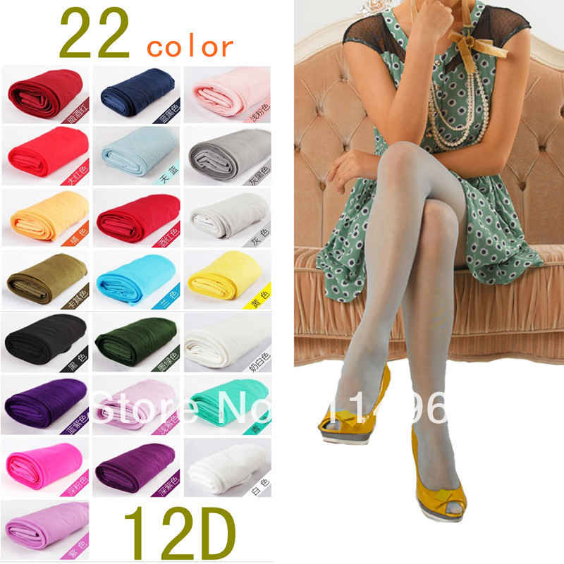 4 12d Core-spun Yarn candy color stockings ultra-thin transparent 30g multicolour pantyhose