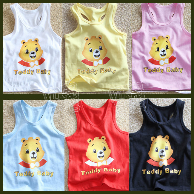 4 2013 summer bear boys clothing girls clothing baby vest tx-1078