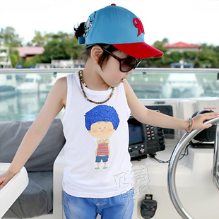 4 2013 summer boys clothing girls clothing baby child T-shirt sleeveless vest tx-1576
