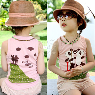 4 2013 summer boys clothing girls clothing baby child T-shirt sleeveless vest tx-1578