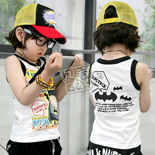 4 2013 summer cartoon boys clothing girls clothing child T-shirt sleeveless vest tx-0970