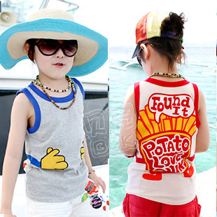 4 2013 summer cartoon boys clothing girls clothing child T-shirt sleeveless vest tx-1128