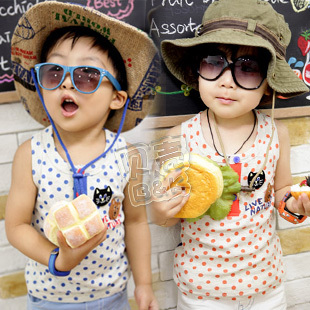 4 2013 summer cat boys clothing girls clothing child T-shirt sleeveless vest tx-0772