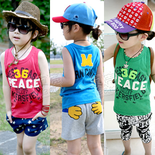 4 2013 summer letter boys clothing girls clothing baby child T-shirt sleeveless vest tx-1671