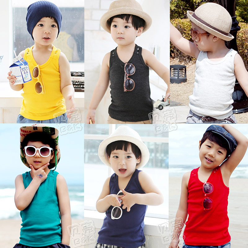 4 2013 summer navy style candy boys clothing girls clothing baby vest tx-1091
