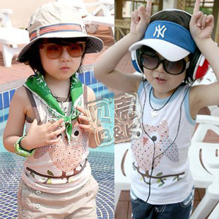 4 2013 summer owl boys clothing girls clothing baby vest tx-0980