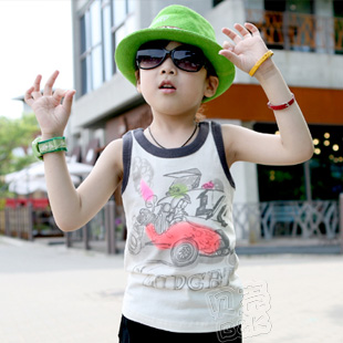 4 2013 summer sports car boys clothing girls clothing baby child T-shirt sleeveless vest tx-1586
