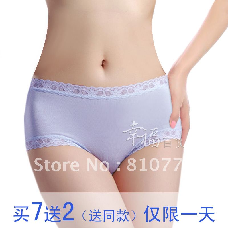 4 7 2 modal mid waist women's seamless panties lace sexy plus size panties 100% cotton